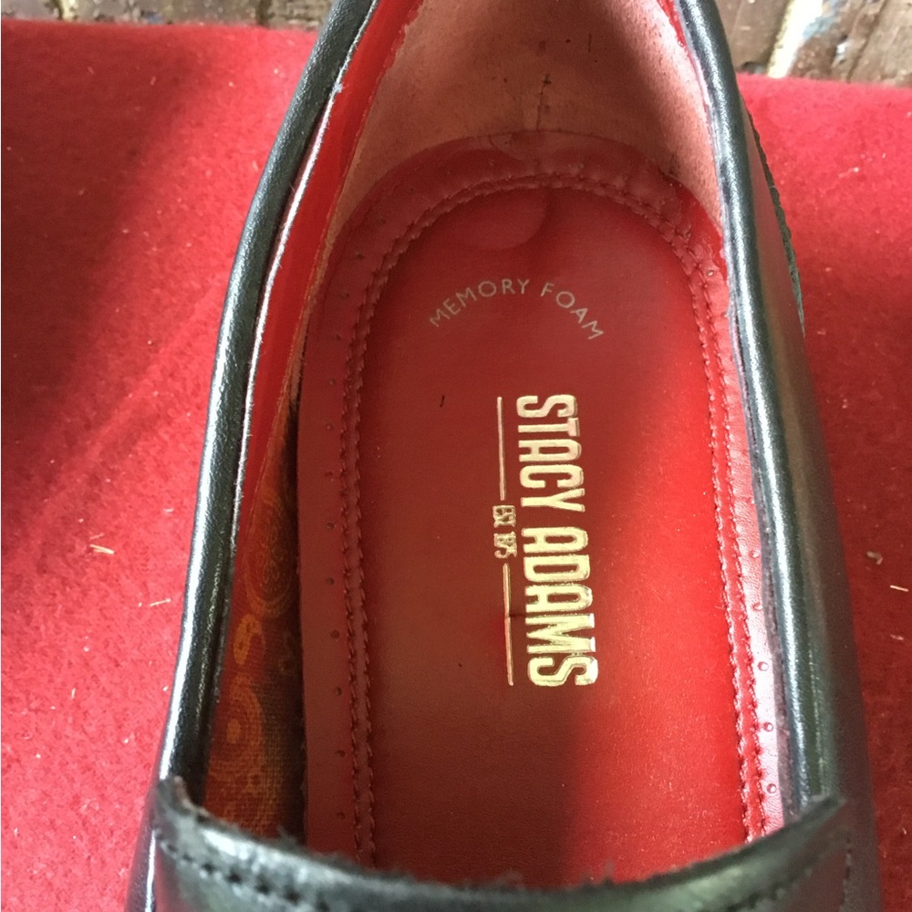 Stacy Adams Black Leather Slip-On with Red Memory Foam Insole